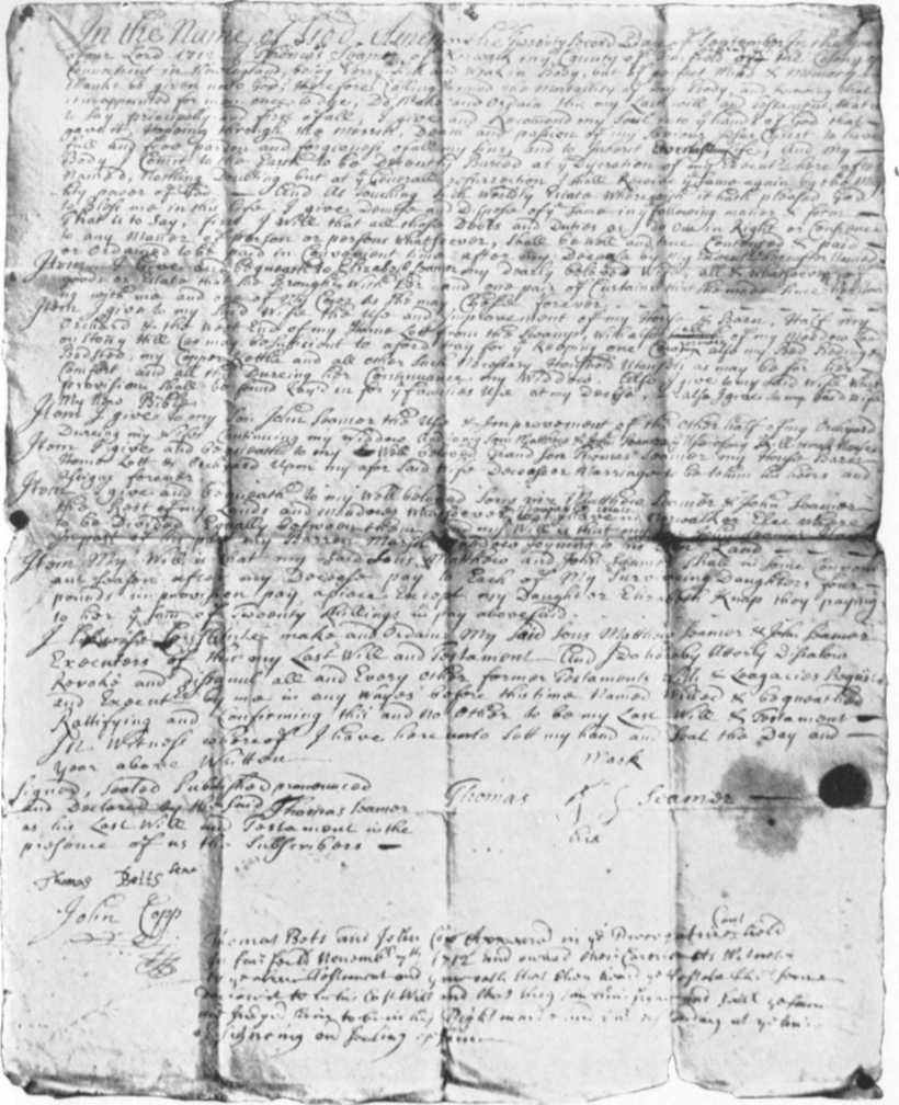 The Will of Thomas Seymour of Norwalk (1632-1712)