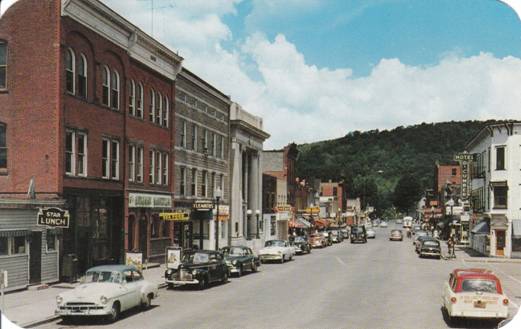 A postcard of Uptown Sidney in the 1950's